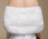 Elegant Lady Bridal Faux Fur Wedding Shawl - White