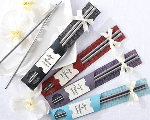 4 Pcs Love Stainless Steel Wedding Favors Chopsticks Set