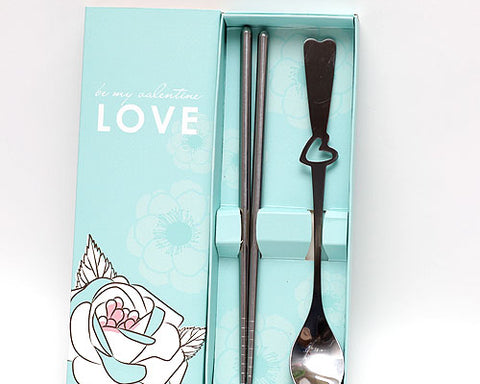 Love Stainless Steel Wedding Favors Spoon And Chopsticks Set