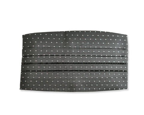 Men Dots Pattern Tuxedo Linen Cummerbund - Black