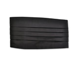 Men Handcrafted Wedding Tuxedo Satin Cummerbund - Black