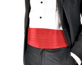 Men Handcrafted Wedding Tuxedo Satin Cummerbund - Red